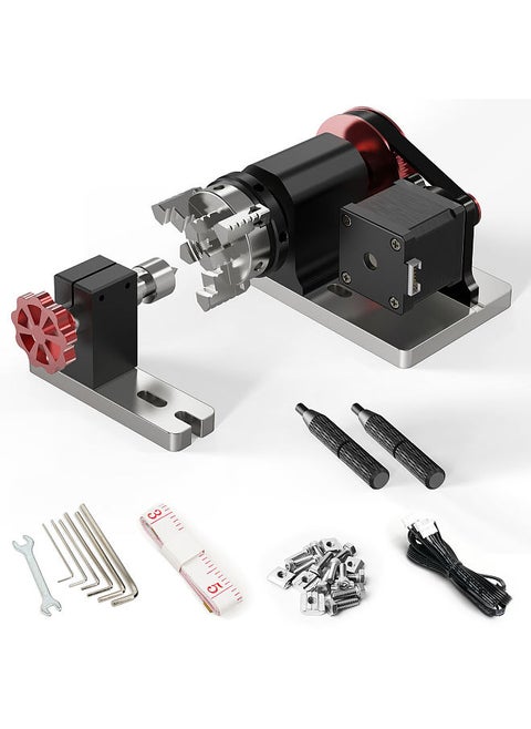 Rotary Module Kit 4th Axis CNC  for TTC450 Engraving Machine  Rotating Axle Support 4mm-60mm Clamping   Diameter 4:1 Chuck Reduction Ratio Suitable for Carving Cylindrical Cans Objects