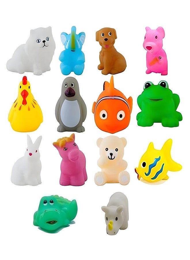WISHKEY Plastic Bath Toy Set of 12 Pcs Chu Chu Colorful Animal Shape Toy for New Born Babies, Fun Bathtime Buddies for Toddlers (Pack of 12, Multicolor) - Image 1
