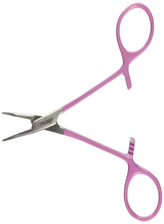 Cynamed Pet Hair Puller and Tick Removing Curved Forceps with Serrated Jaws for Cats, Dogs and More (Hot Pink) - Image 1