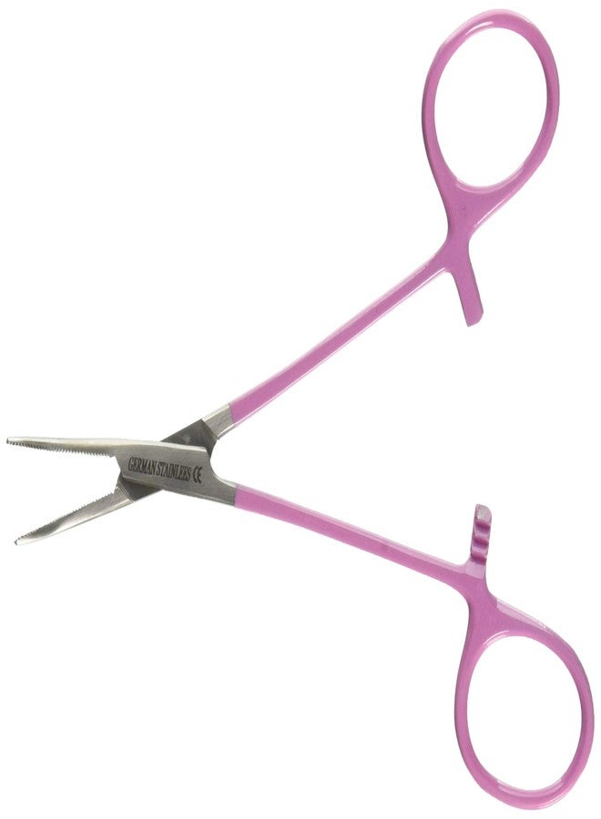 Cynamed Pet Hair Puller and Tick Removing Curved Forceps with Serrated Jaws for Cats, Dogs and More (Hot Pink) - Image 2