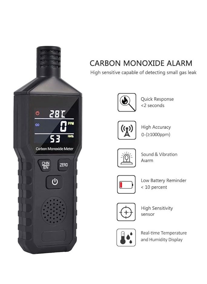 Generic - Portable Carbon Monoxide Detector, KH Alert Handheld Carbon Monoxide Meter, High Precision CO Gas Leak Detector with LCD Color Display, Accurate & Easy to Read (Battery Not Included) - Image 1
