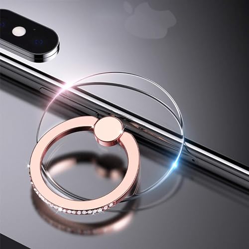 BeFunky Transparent Phone Ring Stand Holder Mobile Phone Ring Holder Finger Grip 360 Degree Rotation (Bling Rose Gold Transparent Round) - Image 1