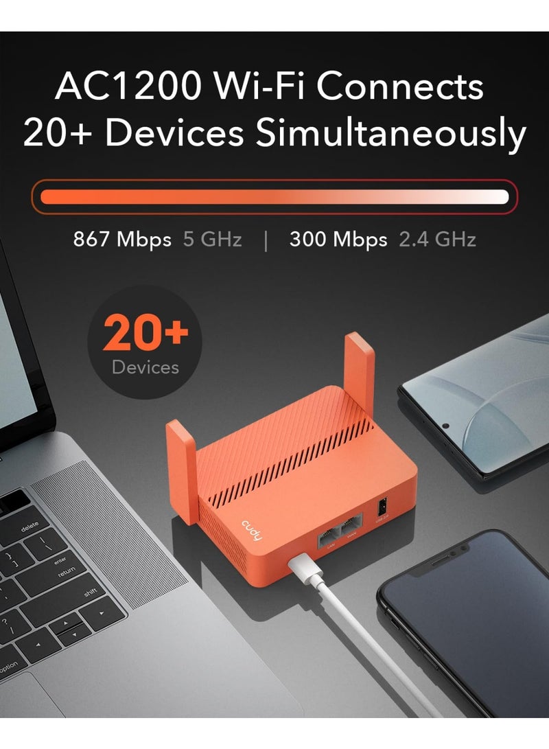 Cudy AC1200 Pocket-Sized Wi-Fi Travel Router, Extender/Repeater for Hotel & Public Network, WISP, VPN Client and Server, USB (Cudy TR1200) - Image 2