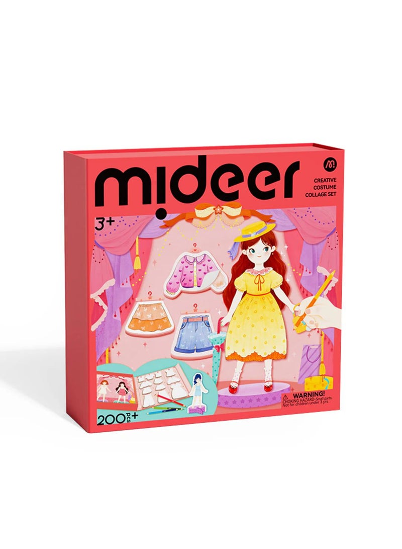 MiDeer Creative Costume Collage Set: Sweetheart | DIY Dress-Up Sticker & Coloring Kit for Kids 3+ | Reusable Fashion Stickers, Drawing Template, Dual-Tip Pencils | Educational Craft Toy for Girls - Image 5