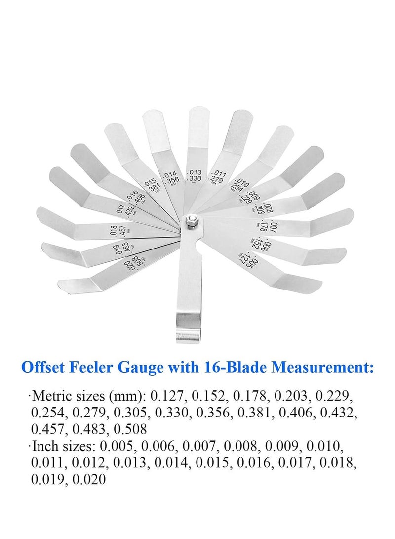 Zikra 2Pcs Feeler Gauge with 32-Blade and Offset Feeler Gauge with 16-Blade, Gauge Dual Marked Metric and Imperial Gap Measuring Tool - Image 3
