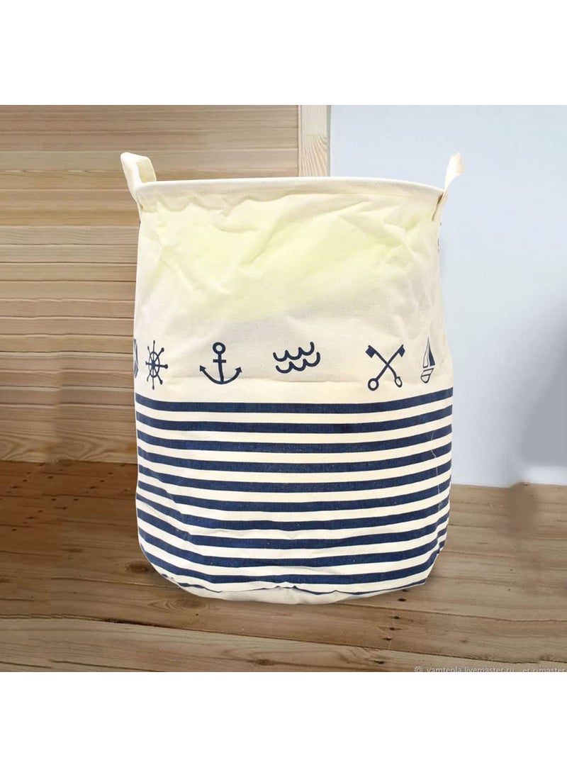 EZ Life - EZ Life Blue & White - Sailor, Anchor & Stripes - Laundry Basket/Kids Toys Basket (35 x 45 cms) - 1 Pc - Image 1