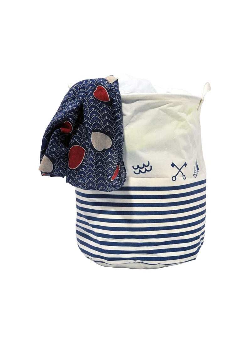 EZ Life - EZ Life Blue & White - Sailor, Anchor & Stripes - Laundry Basket/Kids Toys Basket (35 x 45 cms) - 1 Pc - Image 1