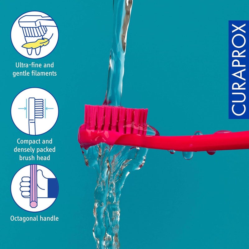 CURAPROX CS 5460 Ultra Soft Toothbrush - Adult Teeth & Gum Care/Curen Super Soft Bristles for Gentle Cleaning/Magenta, Single Packaging/Swiss Made - Image 2
