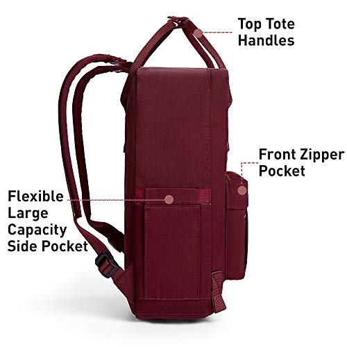 KALIDI Casual Laptop Backpack 15 Inches Classic Camping Rucksack Travel Outdoor Square Daypack College Hiking Gym Bag, Burgundy - Image 5