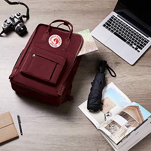 KALIDI Casual Laptop Backpack 15 Inches Classic Camping Rucksack Travel Outdoor Square Daypack College Hiking Gym Bag, Burgundy - Image 3