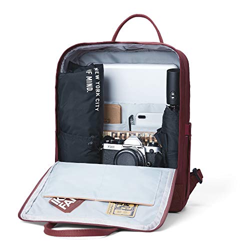 KALIDI Casual Laptop Backpack 15 Inches Classic Camping Rucksack Travel Outdoor Square Daypack College Hiking Gym Bag, Burgundy - Image 2