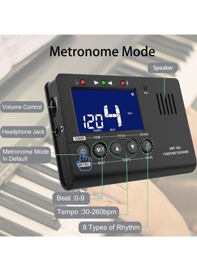 SYOSI - 3 in 1 Digital Metronome Tuner Tone Generator Guitar Tuner Tone Generator with Contact Clip-on Microphone for Guitar Bass Violin Ukulele Chromatic Clarinet Flute Trumpet and more - Image 1