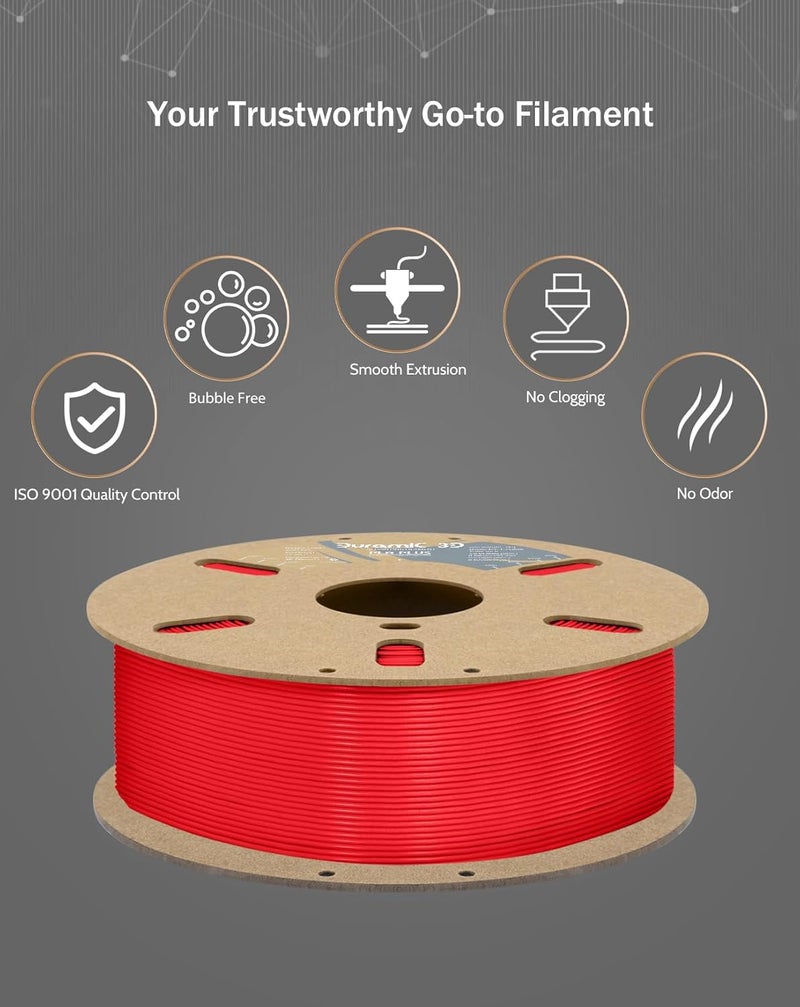 DURAMIC 3D PLA+ Filament 1.75mm 2Kg Red, PLA Plus Filament 2 Pack 1kg Spool(2.2lbs) Tougher and Stronger, Dimensional Accuracy Probability +/- 0.02mm - Image 5