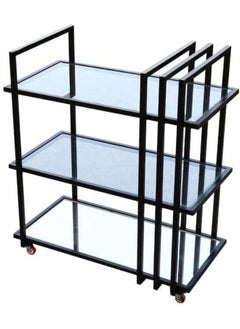 Hometaste Metal Rolling Cart Kitchen Storage Rack Utility Cart With Wheels Kitchen Island Trolly Catering Storage Cart For Kitchen Restaurant Hotel Cafe Etc. Black Colour