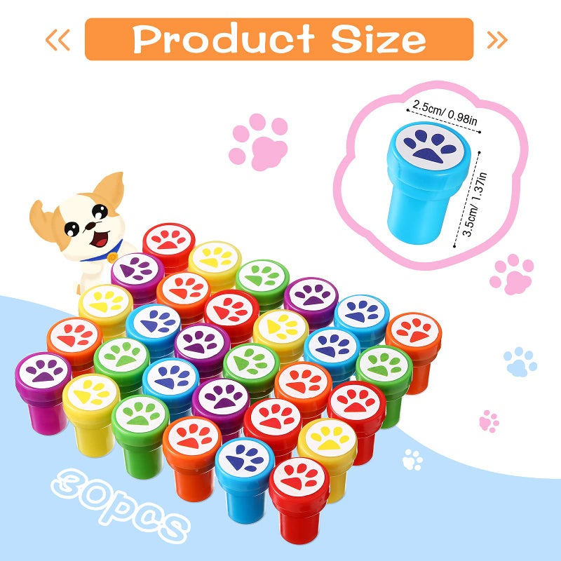 Skylety 58 Pcs Dog Paw Print Party Favors Set, Paw Print Stamps Rubber Silicone Bracelets Sticker Keychain, Puppy Birthday Party Favors Patrol Supplies, Gift Bag Stuffer (Multi Colors) - Image 3