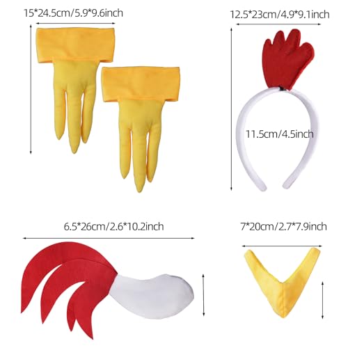 Jmkcoz 4 Pieces Animal Chick Costume Set Chicken Ears Headband Tail Nose Paws for Halloween Dress Up Christmas Cosplay Party - Image 2