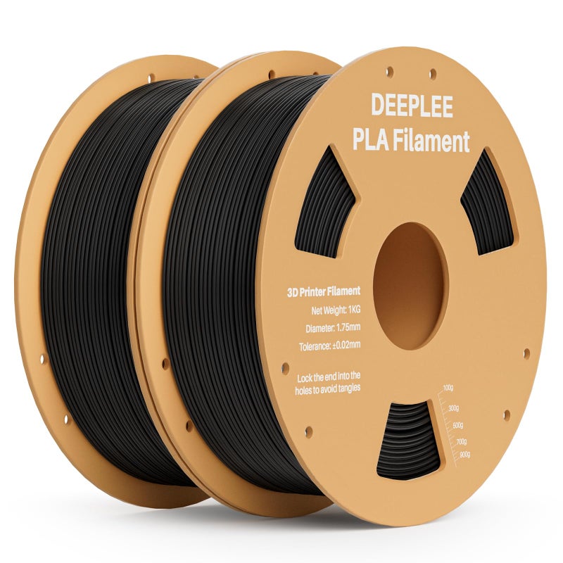 DEEPLEE PLA 1.75mm 3D Printer Filament, Dimensional Accuracy +/- 0.02mm, Neatly Wound, No Clogging, Vacuum Package, Fits for Most FDM 3D Printers, Cardboard Spool 2kg Black - Image 1