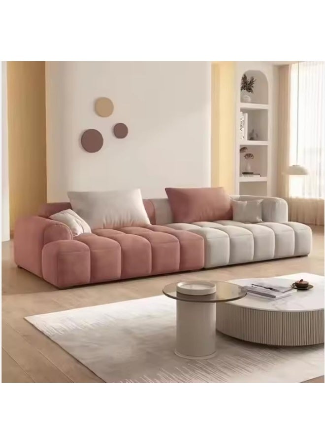 Zayn comforts Elegant 3-Seat Sectional Sofa â€“ Modern Fabric Couch for Comfortable Living (Pink/Beige) - Image 1