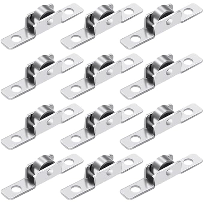 12 Pack 3/8 Inch Push-Pull Sliding Window Roller Metal Wheels, Universal Metal Sliding Axles Window Pulley Single Rollers Wheel Suitable For Windows, Cabinets, Doors, And Other Diy Work - Image 1