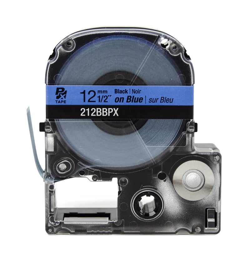 LABELWORKS Epson 212BBPX Genuine PET (Polyester) Tape Cartridge - Black on Blue Label Maker Tape - 1/2" (12MM) Wide, 30' - Image 3