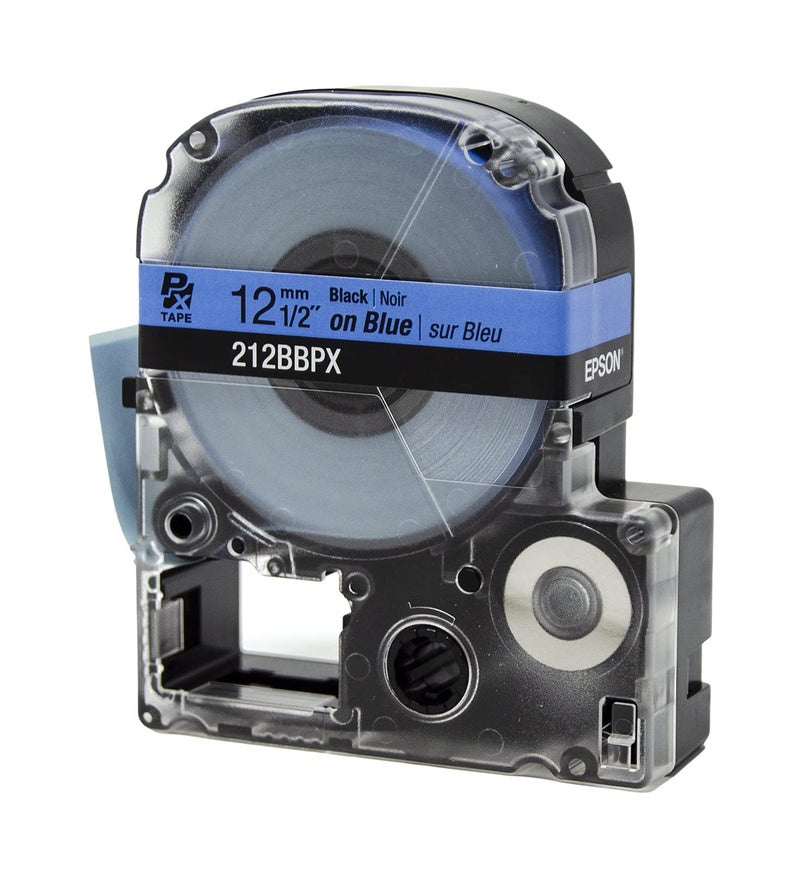 LABELWORKS Epson 212BBPX Genuine PET (Polyester) Tape Cartridge - Black on Blue Label Maker Tape - 1/2" (12MM) Wide, 30' - Image 4