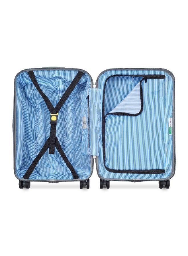 DELSEY United Colors of Benetton Hardside 4-Double Wheel Luggage Trolley Suitcase 3-Piece Set (L+M+S) 55/70/82cm Acier - Image 4