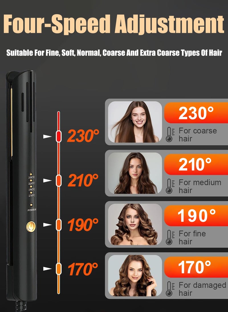 ستيلكور مكواة فرد وتجعيد الشعر 2 في 1، مكواة سيراميك مسطحة - 4 إعدادات للحرارة، تصل درجة حرارتها إلى 230 درجة مئوية، لون أسود - Image 3