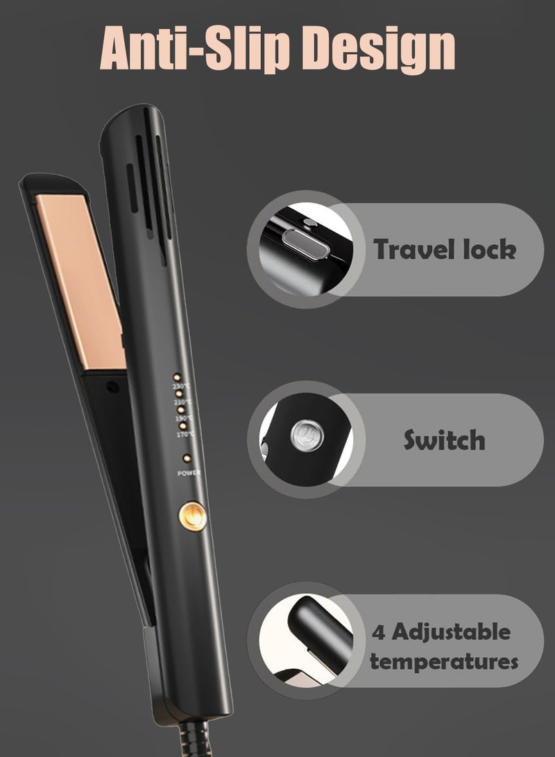 ستيلكور مكواة فرد وتجعيد الشعر 2 في 1، مكواة سيراميك مسطحة - 4 إعدادات للحرارة، تصل درجة حرارتها إلى 230 درجة مئوية، لون أسود - Image 4