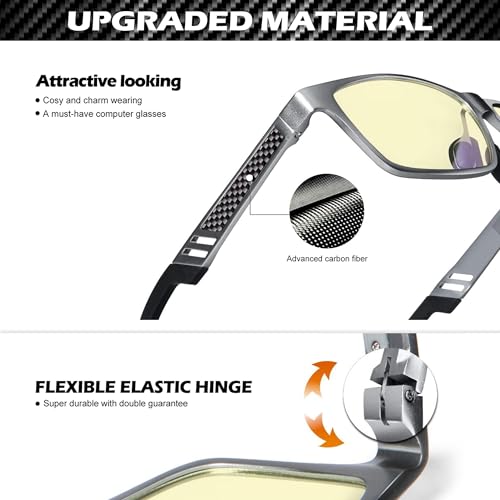 ANYLUV Blue Light Blocking Glasses Men Computer Gaming Glasses Lightweight Al-Mg Metal Anti Eyestrain Eye Protection - Image 3