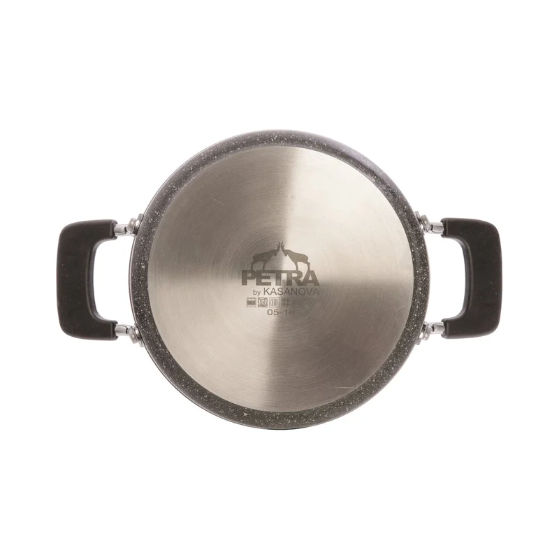 Simply Kitchen New Petra Dark Casserole 24 Cm With Glass Lid Gray