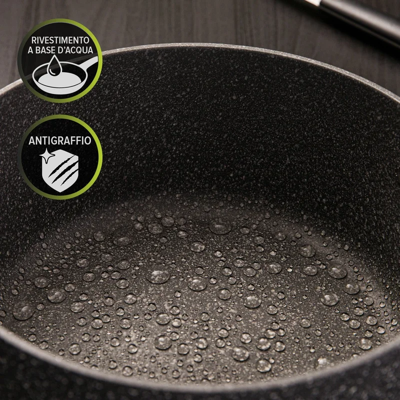 Simply Kitchen  New Petra Dark Casserole 24 Cm With Glass Lid Gray  | Best Price UAE