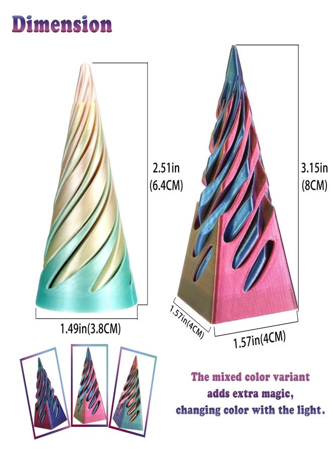 Cucue Pyramid Spiral Cone Toy - Reversible Passthrough Sculpture for Calmness & Relaxation - Impossible 3D Printed Optical Illusion Gadget, Fidget Desk Toy for Kids & Adults - Image 2