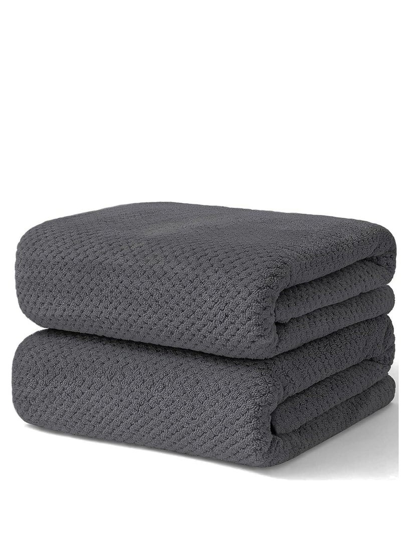 TRASSLE Microfiber Bath Towel Set Pack of 2, Coral Velvet 90 * 175cm Large Size - Light Thin Quick Drying Highly Absorbent Bath Towel for Bath, Fitness, Yoga, Travel, Sport and Shower  - Image 1