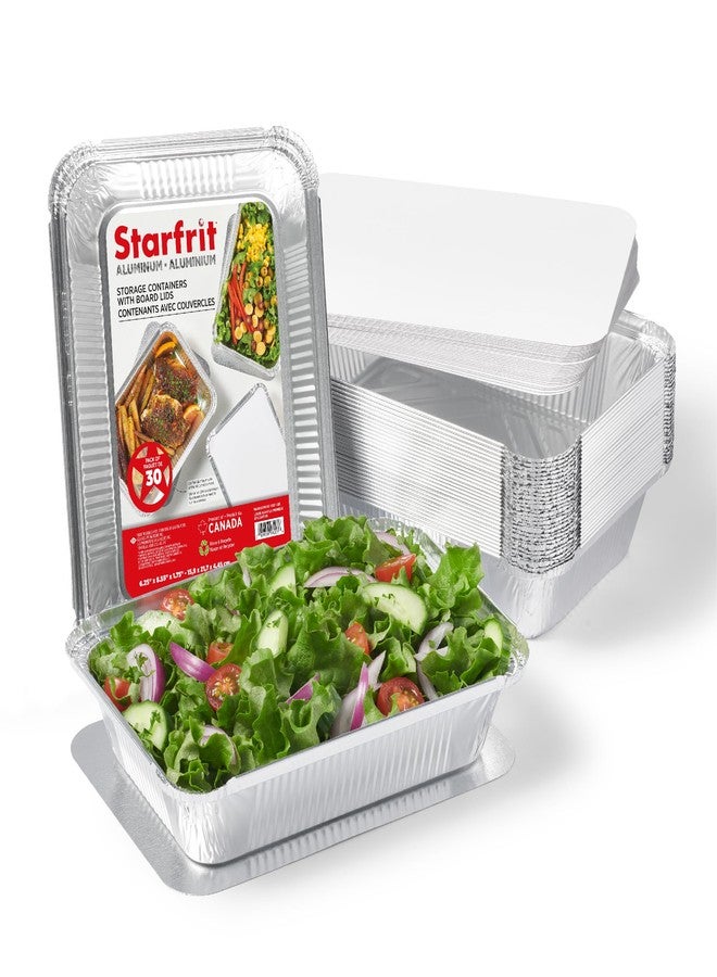 Starfrit 30-Pack Aluminum Storage Containers with Lids (8.5”x 6”) - 2.25 LB Capacity - Recyclable - Disposable - Oven & Freezer Safe - Perfect for Cooking, Meal Prep & Takeout - Image 1