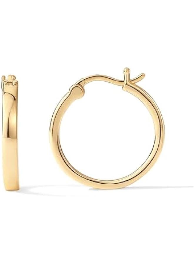 14K Gold Plated 925 Sterling Silver Post Lightweight Hoops | 20mm - 30mm Earring | Gold Hoop Earrings for Women - Image 1
