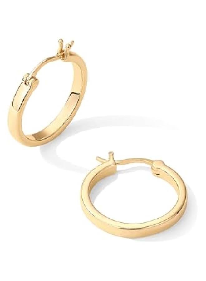 14K Gold Plated 925 Sterling Silver Post Lightweight Hoops | 20mm - 30mm Earring | Gold Hoop Earrings for Women - Image 3