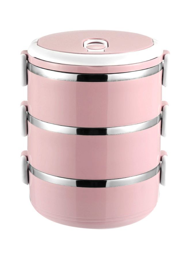 NIBEMINENT Three Layer Insulted Lunch Box Pink 14.5x14.5x19centimeter  - Image 1
