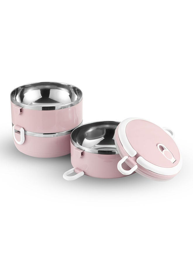 NIBEMINENT Three Layer Insulted Lunch Box Pink 14.5x14.5x19centimeter  - Image 5