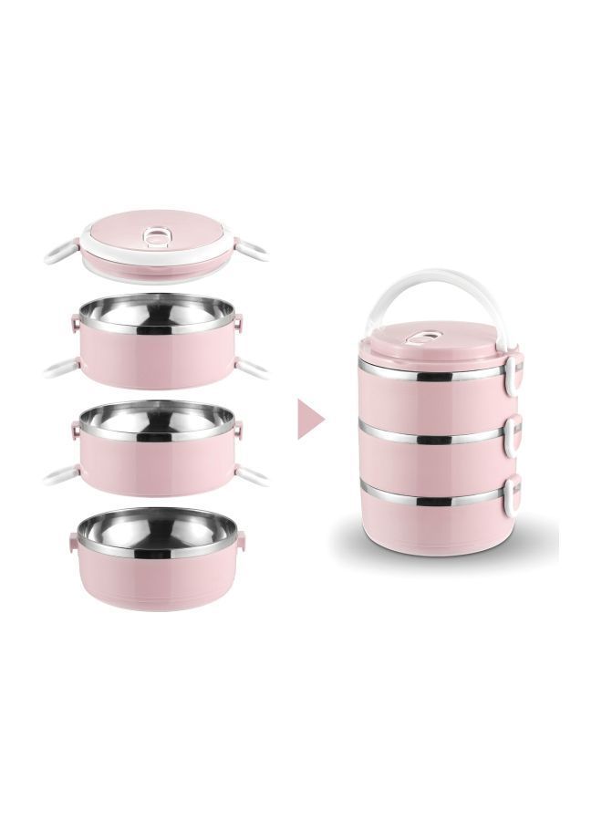 NIBEMINENT Three Layer Insulted Lunch Box Pink 14.5x14.5x19centimeter  - Image 3
