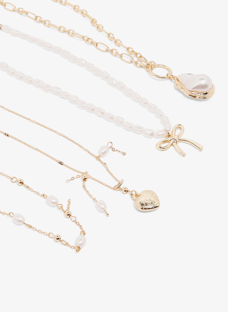 Ginger Gold And Beaded Statement Necklaces - Image 1