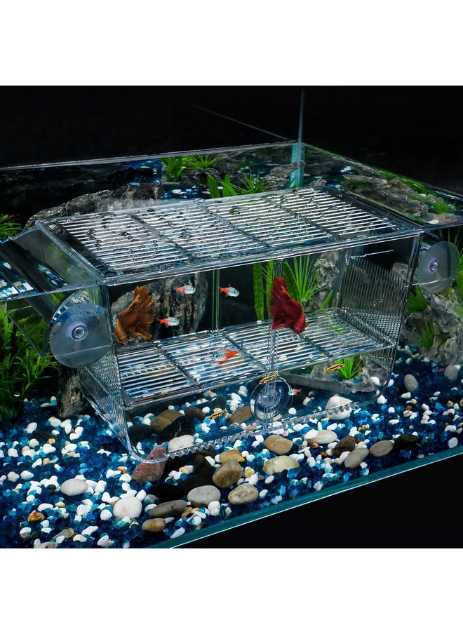 Pawfly Pawfly Aquarium Fish Breeding Box Fish Tank Hatchery Incubator for Baby Fish Shrimp Betta Aggressive Fish Guppy with 6 Suction Cups Acrylic Hatching Box  - Image 1