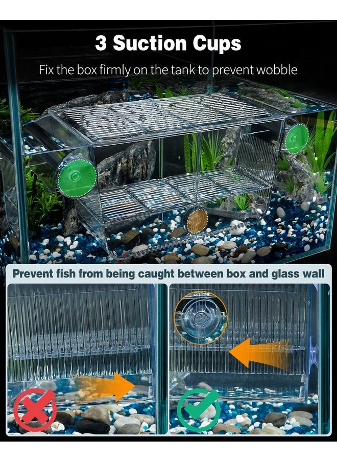 Pawfly Pawfly Aquarium Fish Breeding Box Fish Tank Hatchery Incubator for Baby Fish Shrimp Betta Aggressive Fish Guppy with 6 Suction Cups Acrylic Hatching Box  - Image 2