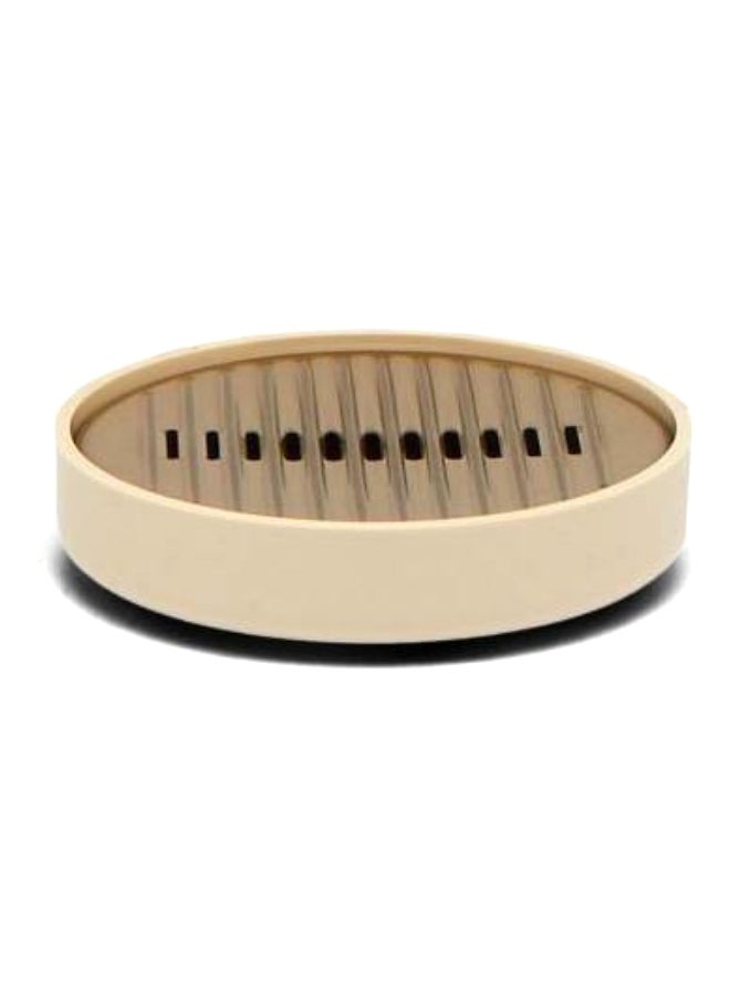 Lenox Glossy Finish Round Soap Dish Beige and Gold 3 x 13 x 13 cm