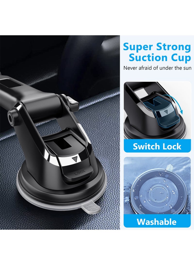 2024-Gen Upgraded 2 In 1 Car Phone Holder For Dashboard,Windshield,Air Vent Car Mount Ultra Stable Car Mobile Holder With Strong Suction Cup Car Stand Fit iPhone 16 15 Series,Galaxy S24 S23,Xiaomi Black - Image 5