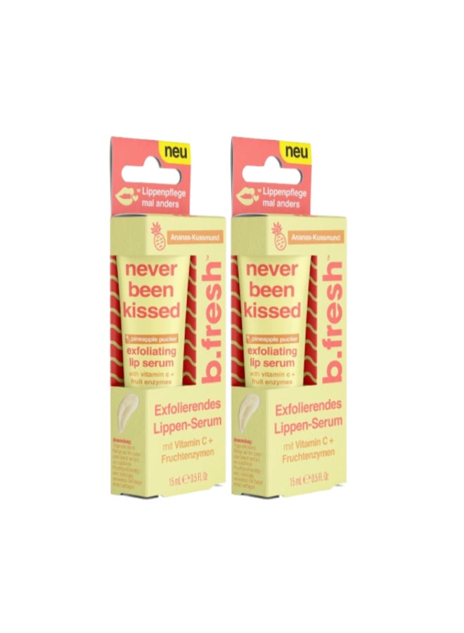 b.fresh Exfoliating Lip Serum | With Vitamin C + Fruit Enzymes | Pineapple Pucker | Gently Exfoliate, (Pack of 2 x 15ml Each) - Image 1
