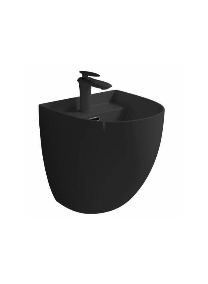SONET R7058-Matt Black Wall hung basin - Image 1