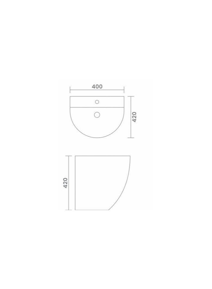 SONET R7058-Matt Black Wall hung basin - Image 2