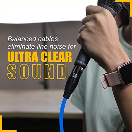 Hawk Proaudio Hawk SXFG010 Gold Series XLR Male to Female Microphone Cable With Cable Tie - 3 Meter (Blue Color) - Image 5
