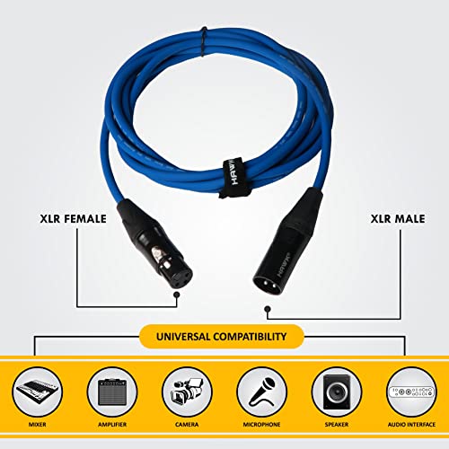 Hawk Proaudio Hawk SXFG010 Gold Series XLR Male to Female Microphone Cable With Cable Tie - 3 Meter (Blue Color) - Image 2