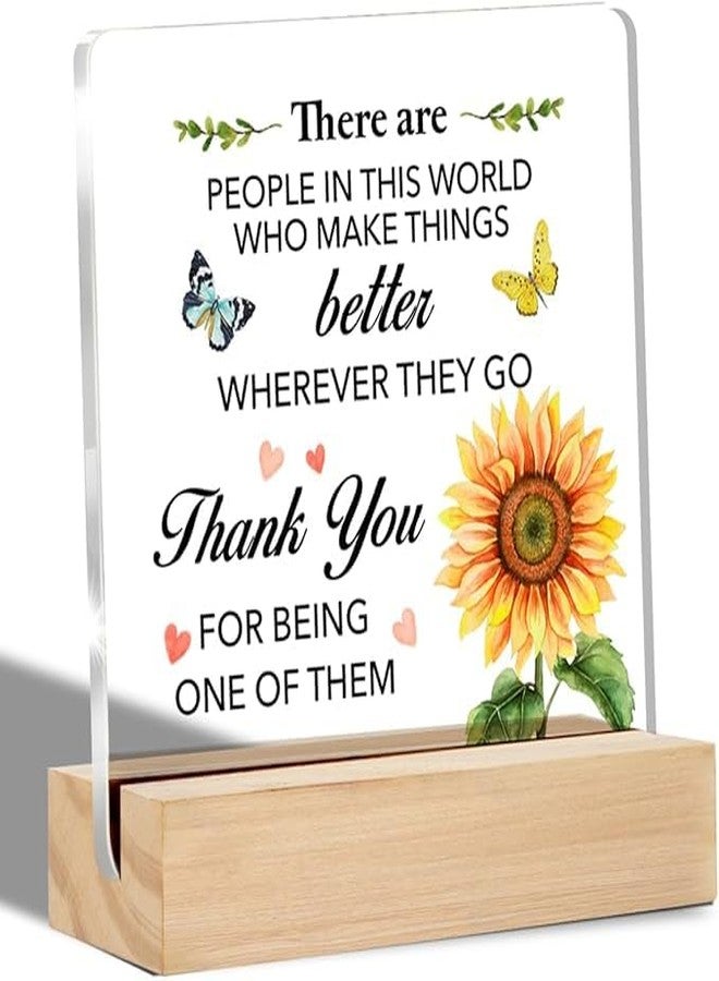 Bs amor Appreciation Gifts for Women Thank You Clear Desk Decorations Floral Acrylic Sign with Stand Table Plaque Sign Keepsake Grateful Gift for Teacher Coworker Manager Boss - Image 1